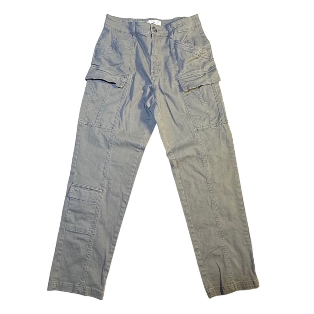 H&M Womens Olive Green High Waisted Cargo Utility Pants Size 8 Straight Leg-2055